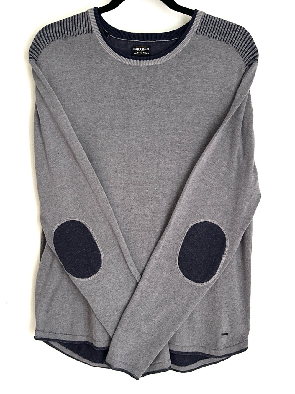 Buffalo David Bitton 100% Cotton Grey Crewneck Sweater, Size Large